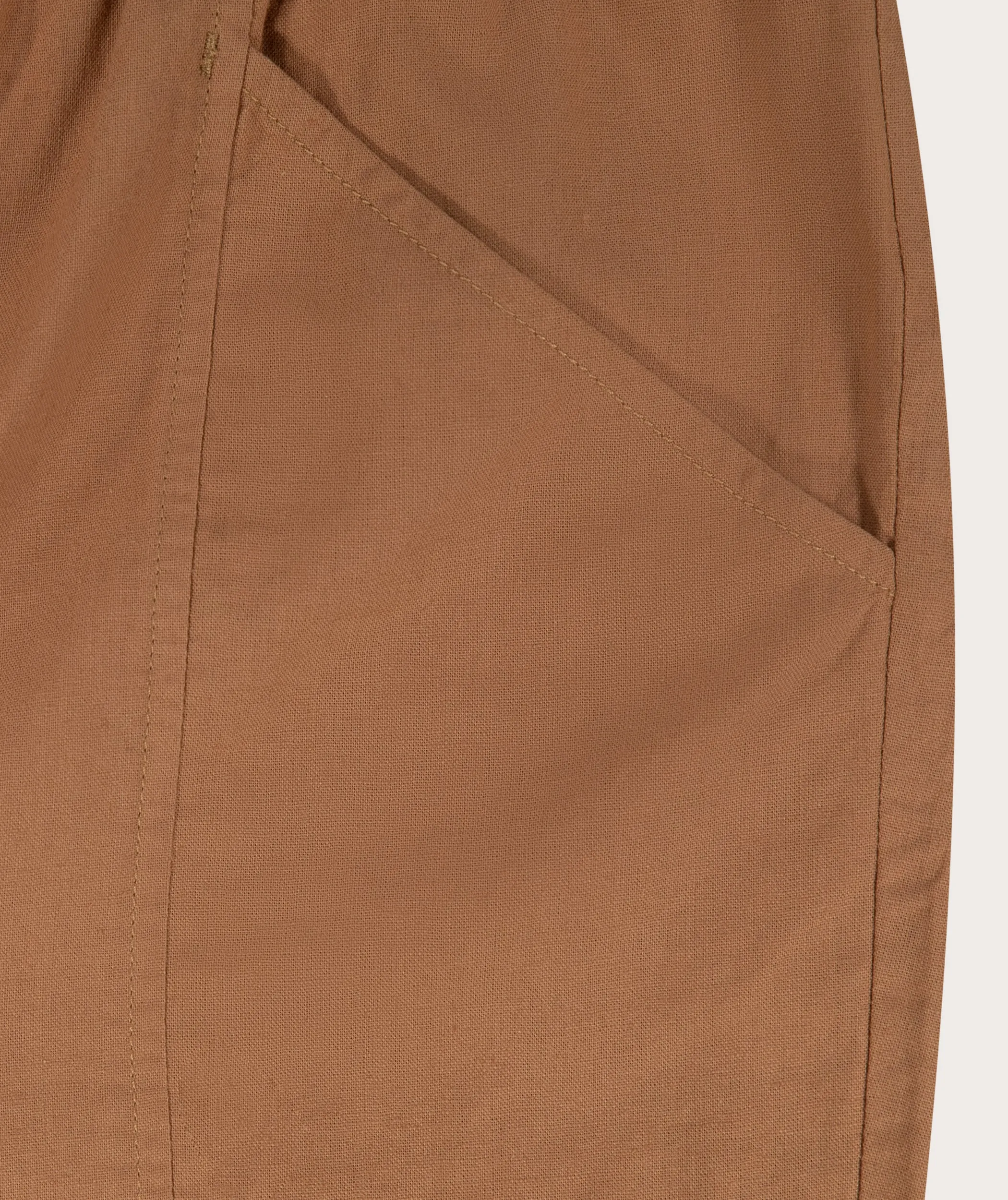 Ladies Linen Blend Drawcord Pants - Caramel