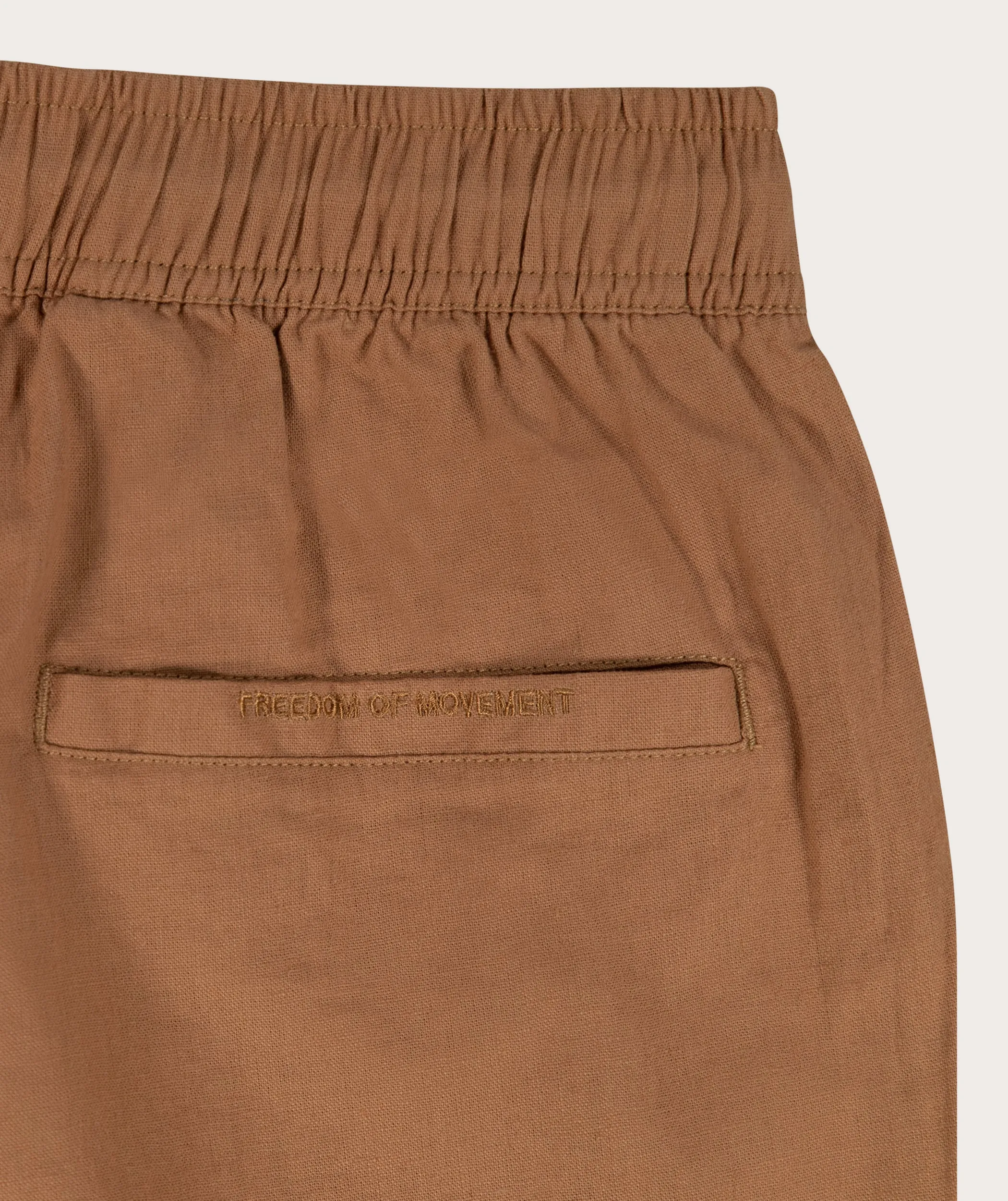 Ladies Linen Blend Drawcord Pants - Caramel