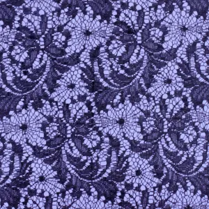 Lavender Purple-Black Lace Bonded Stretch Knit Fabric