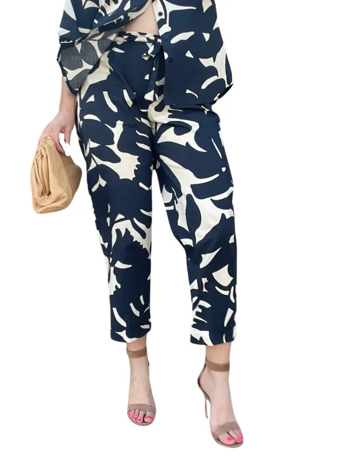 Maria Bellentani cropped leaf print pants