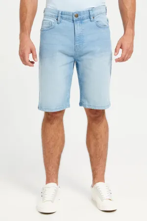 Men Blue Basic 5-Pocket Denim Shorts