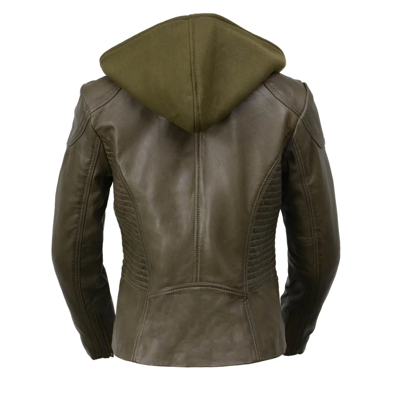 Milwaukee Leather SFL2815 Womens Olive Motorcycle Style Leather Jacket