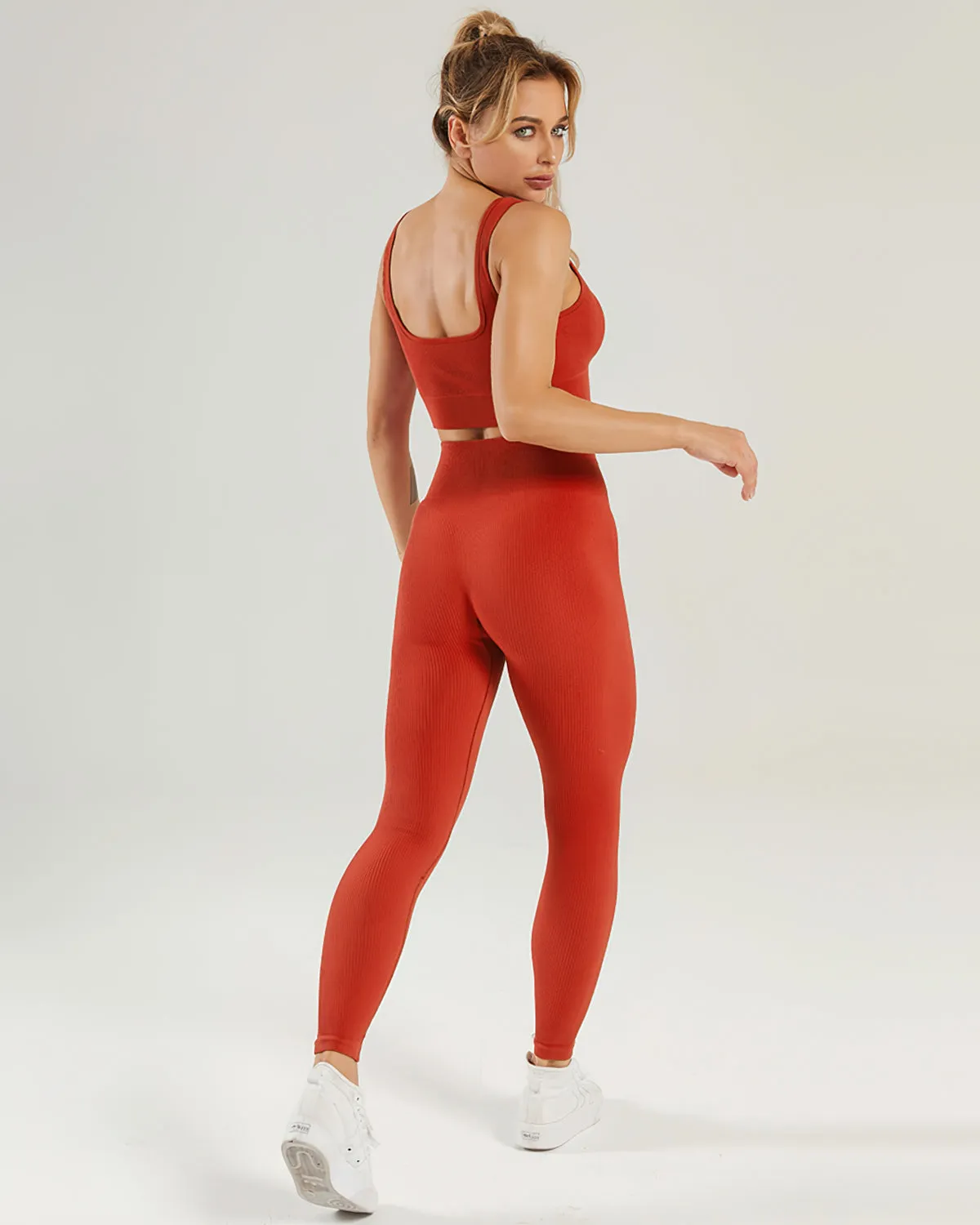 Nieve Ribbed Seamless Leggings - Persian Red