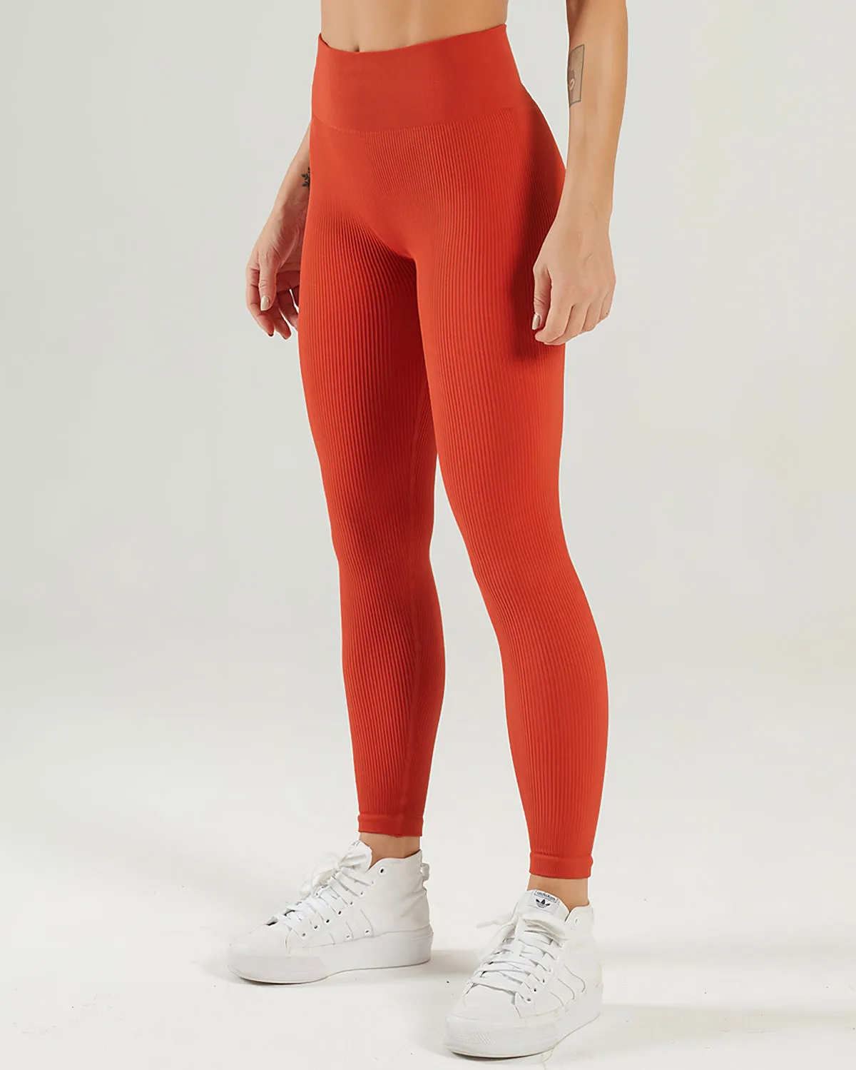 Nieve Ribbed Seamless Leggings - Persian Red