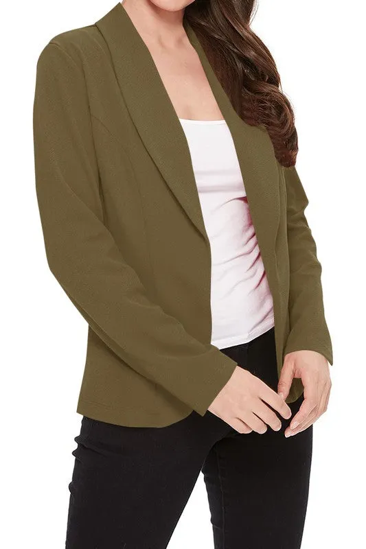 Open front Long sleeves Casual fitted style blazer