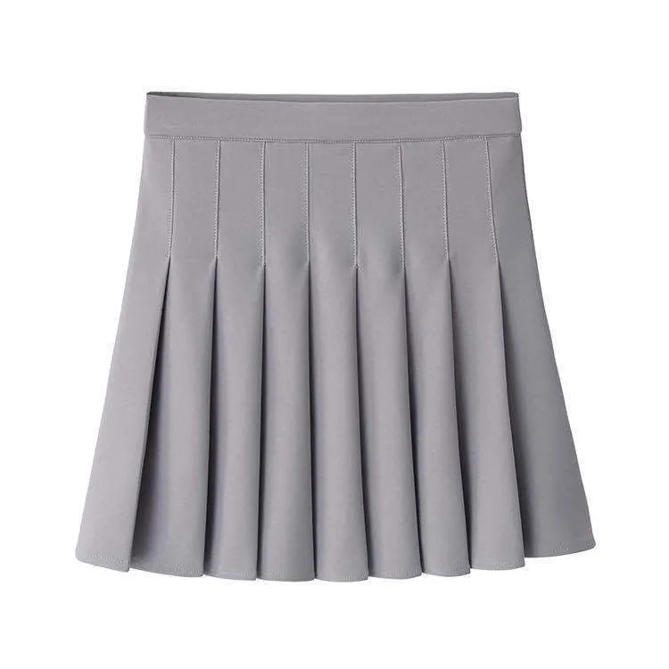 Pleated Women A-Line High Waist Slim-Look Black White Anti-Exposed Summer Skirt