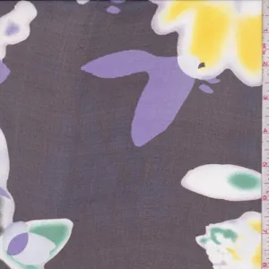 Plum Abstract Floral Silk Chiffon Fabric