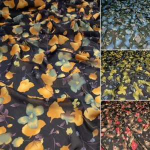 Printed Chiffon Design-2 Floral & Leaves