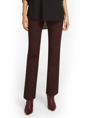 Pull-On Leopard-Print Straight-Leg Ponte Pant - Superflex