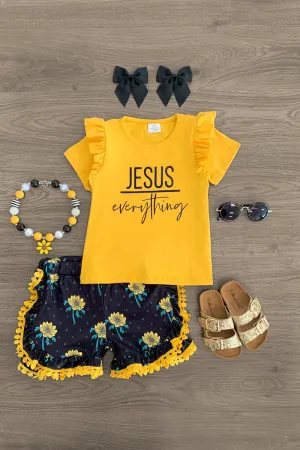 "Jesus Over Everything" Floral Short Set