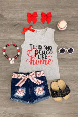 "There's No Place Like Home" Denim Short Set