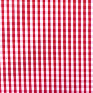 Red-White Gingham Polyester Shirting Woven Fabric