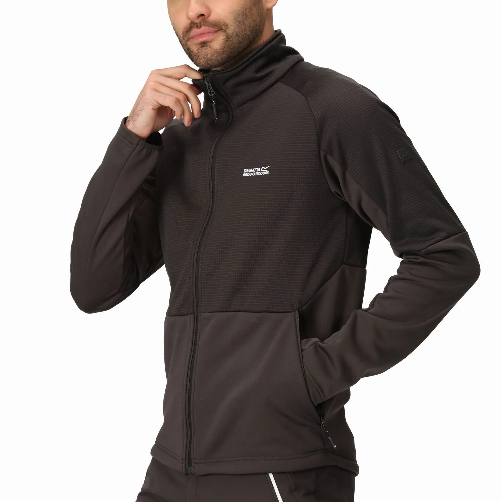 Regatta Mens Highton VI Full Zip Softshell Jacket - Black/Ash