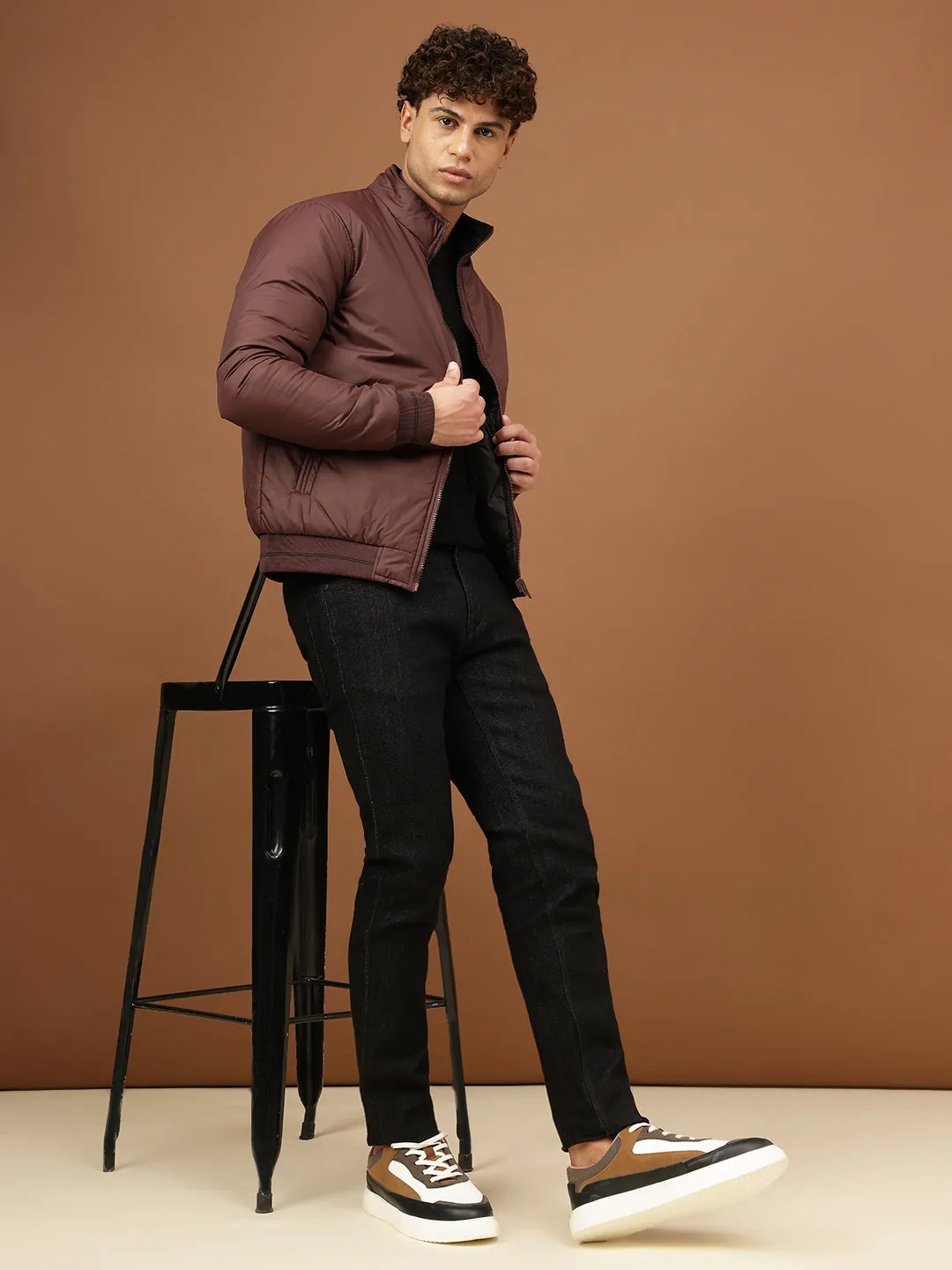 Richlook Men Maroon & Black Reversible Jacket