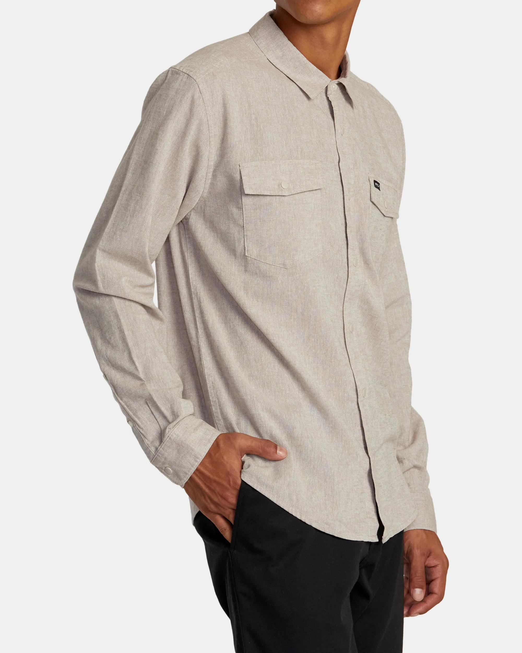 RVCA Neps Long Sleeve Shirt - Washed Grey