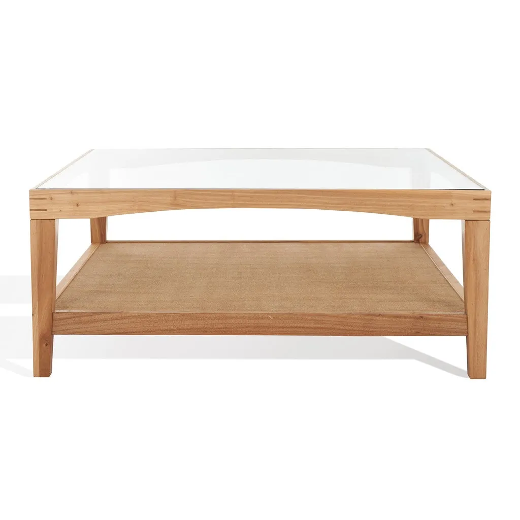 Safavieh Couture Nicolella Square Glass And Linen Coffee Table, SFV2311