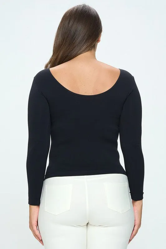 Seamless Reversible V-Neck Long Sleeve Top