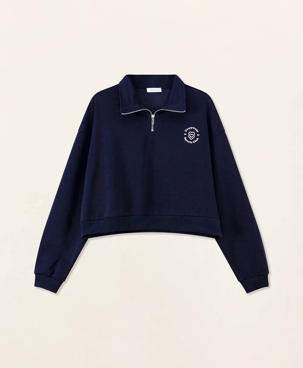 Sports Club Polo Crop Sweatshirt