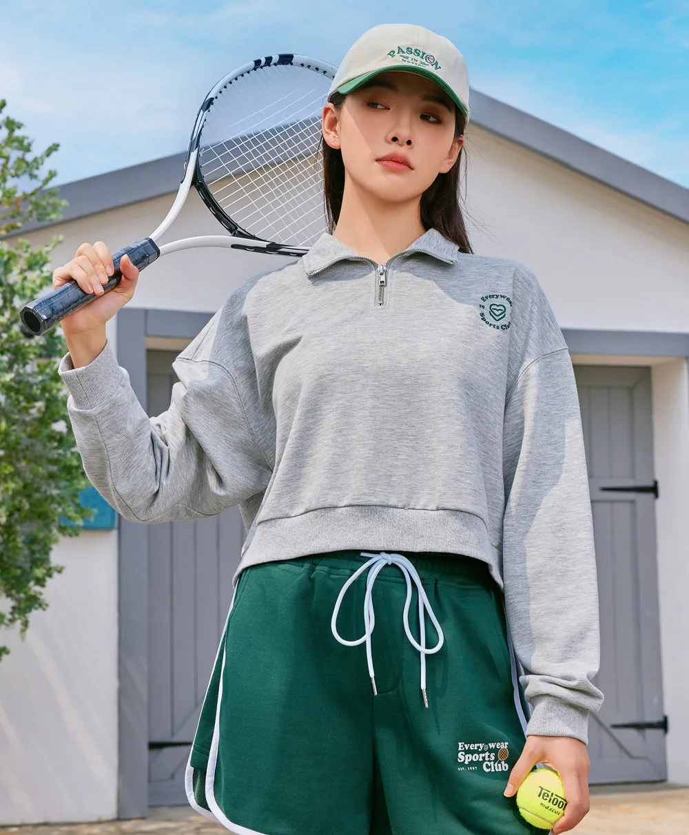 Sports Club Polo Crop Sweatshirt