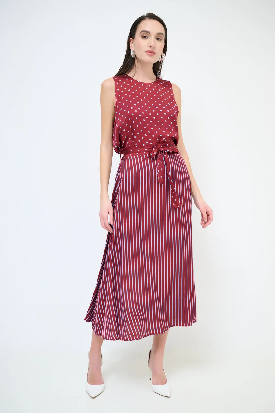 Striped high-waist midi skirt wholesale