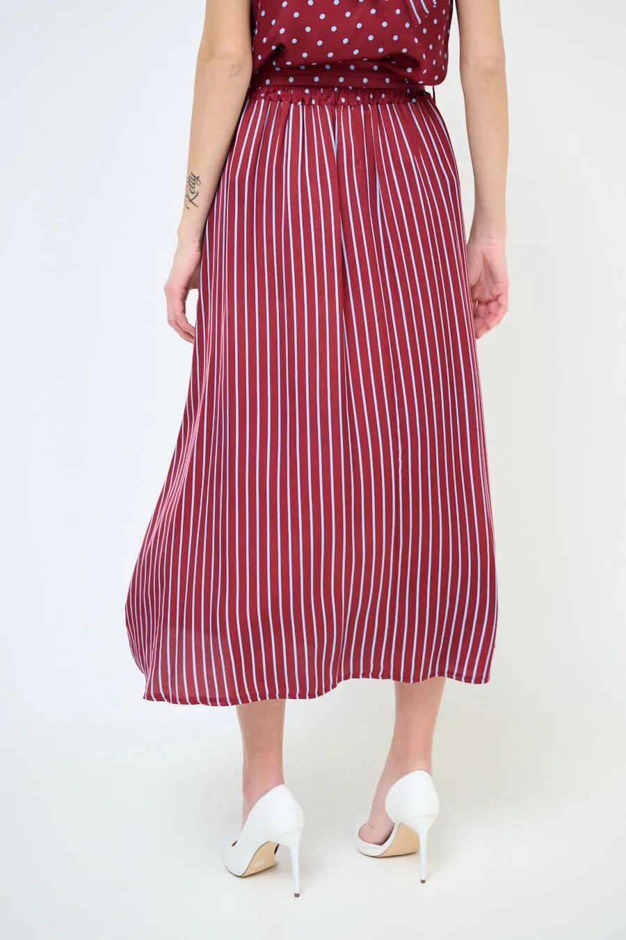 Striped high-waist midi skirt wholesale