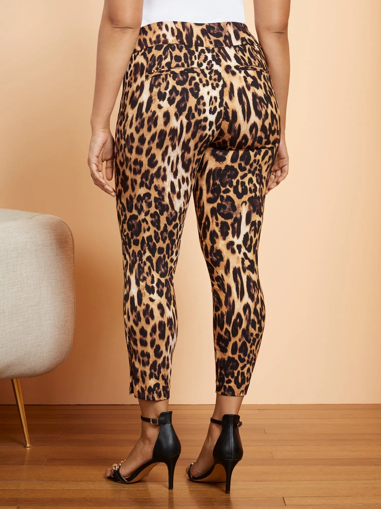 Tall Whitney High-Waisted Pull-On Slim-Leg Ankle Pant - Leopard-Print