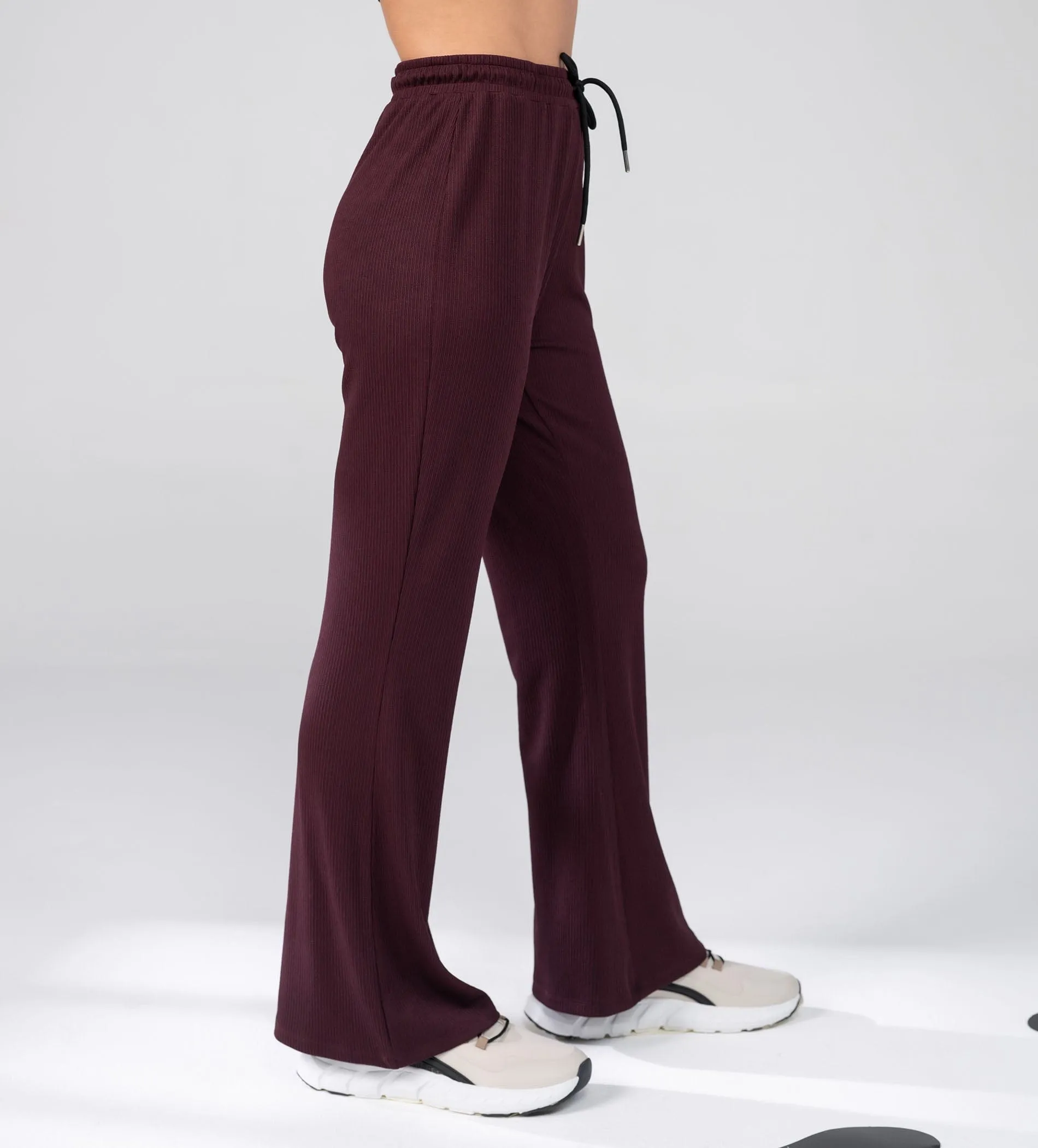 Textured Rib Knit wine Trackpants