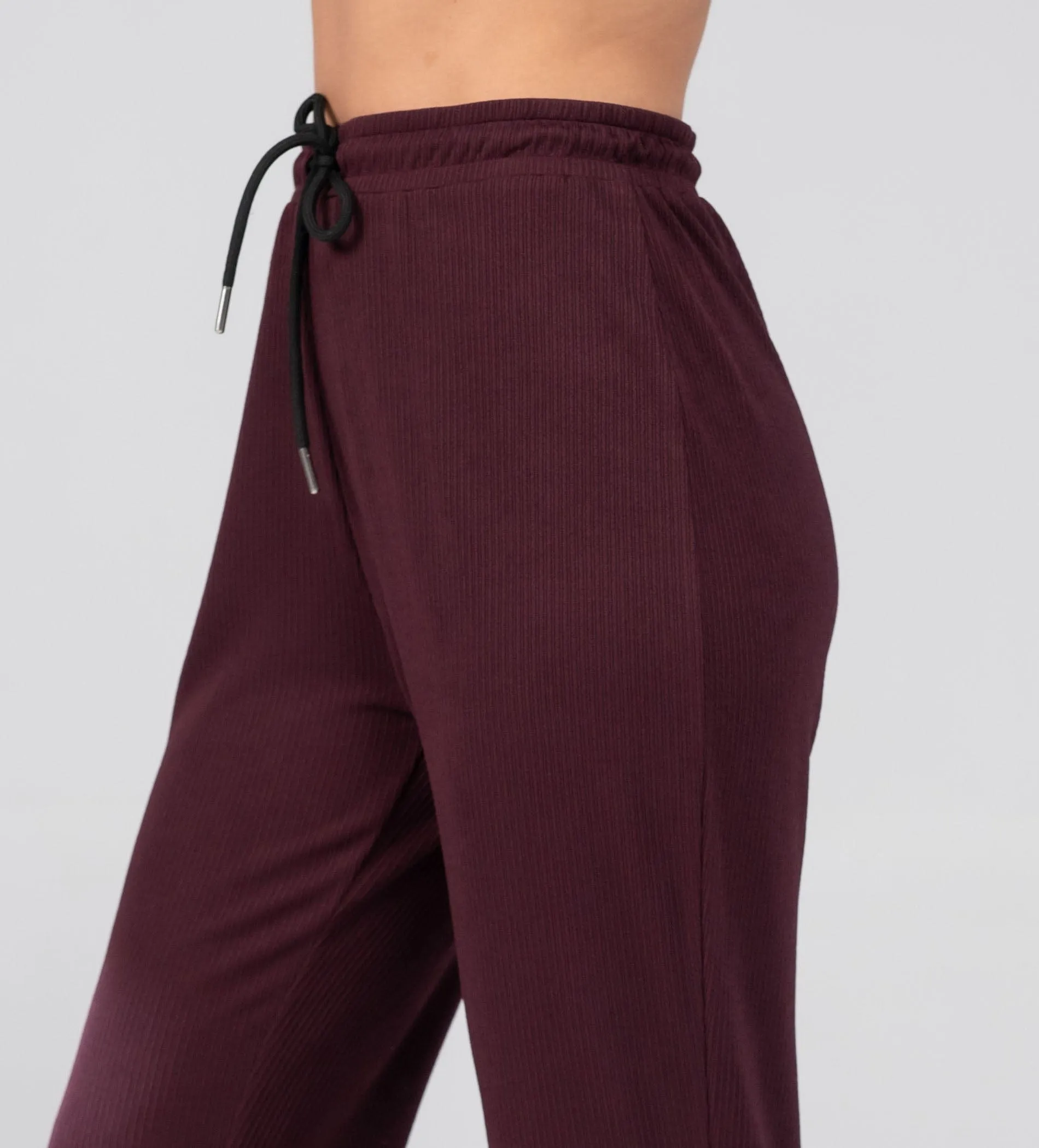 Textured Rib Knit wine Trackpants