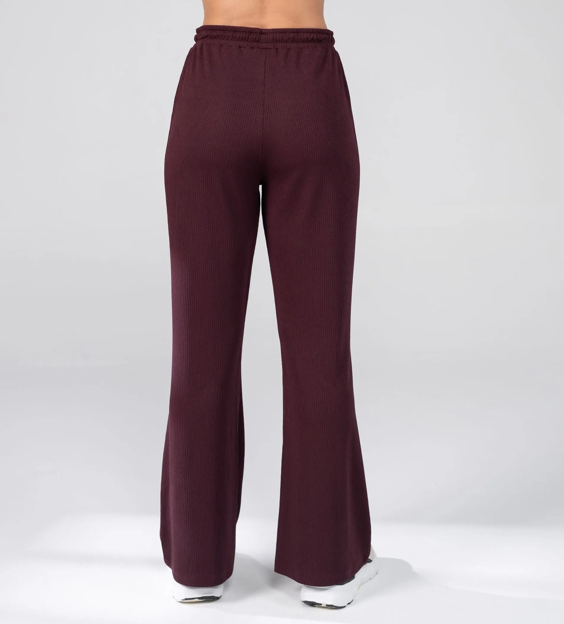 Textured Rib Knit wine Trackpants