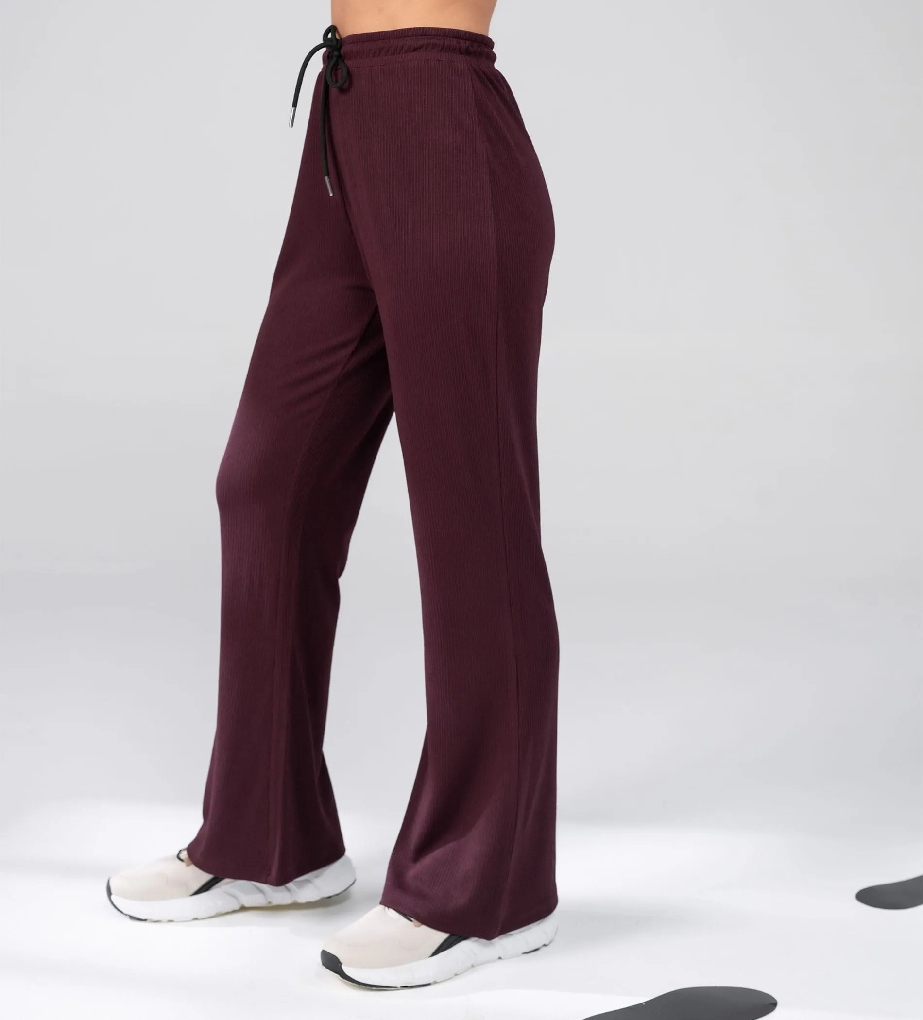 Textured Rib Knit wine Trackpants