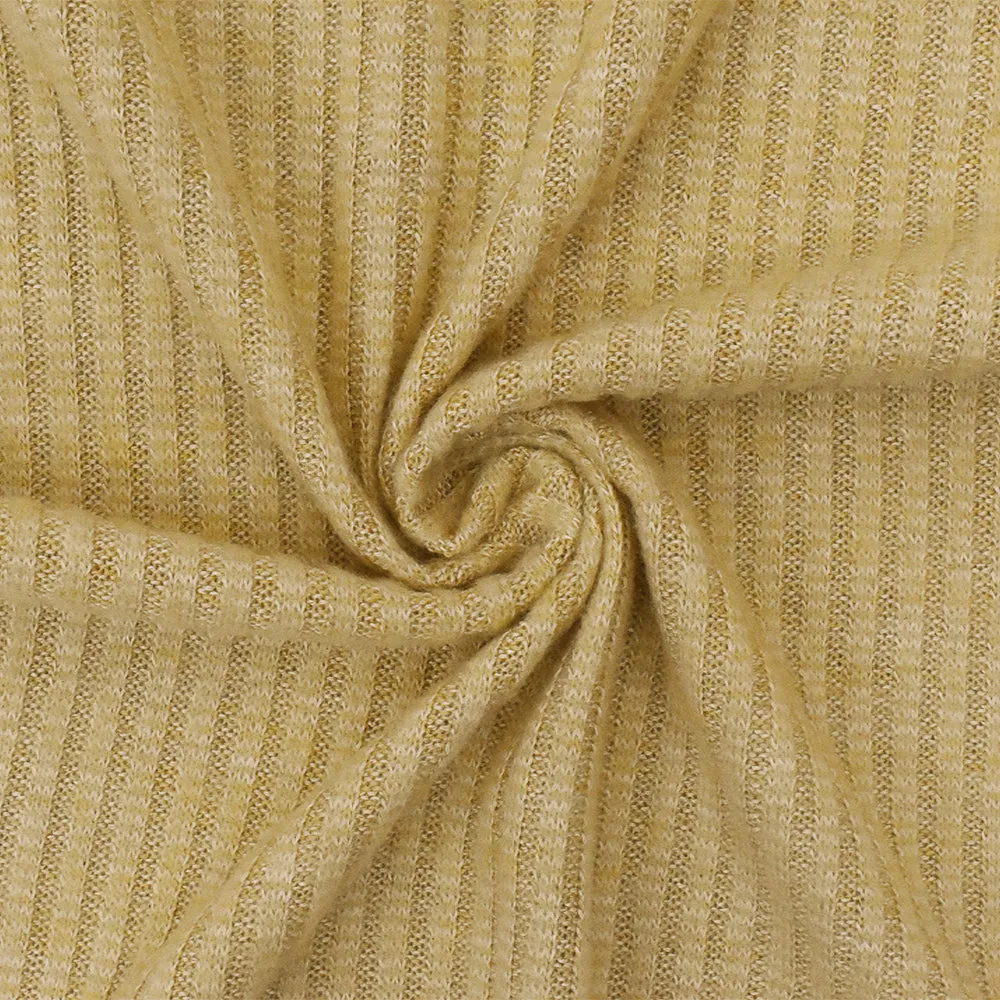 Toasty Beige-White Stretch Poly Brushed 3x2 Rib Knit Fabric