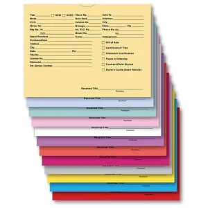 Vehicle Deal Envelopes (Deal Jackets) - Printed (100 Per Box)