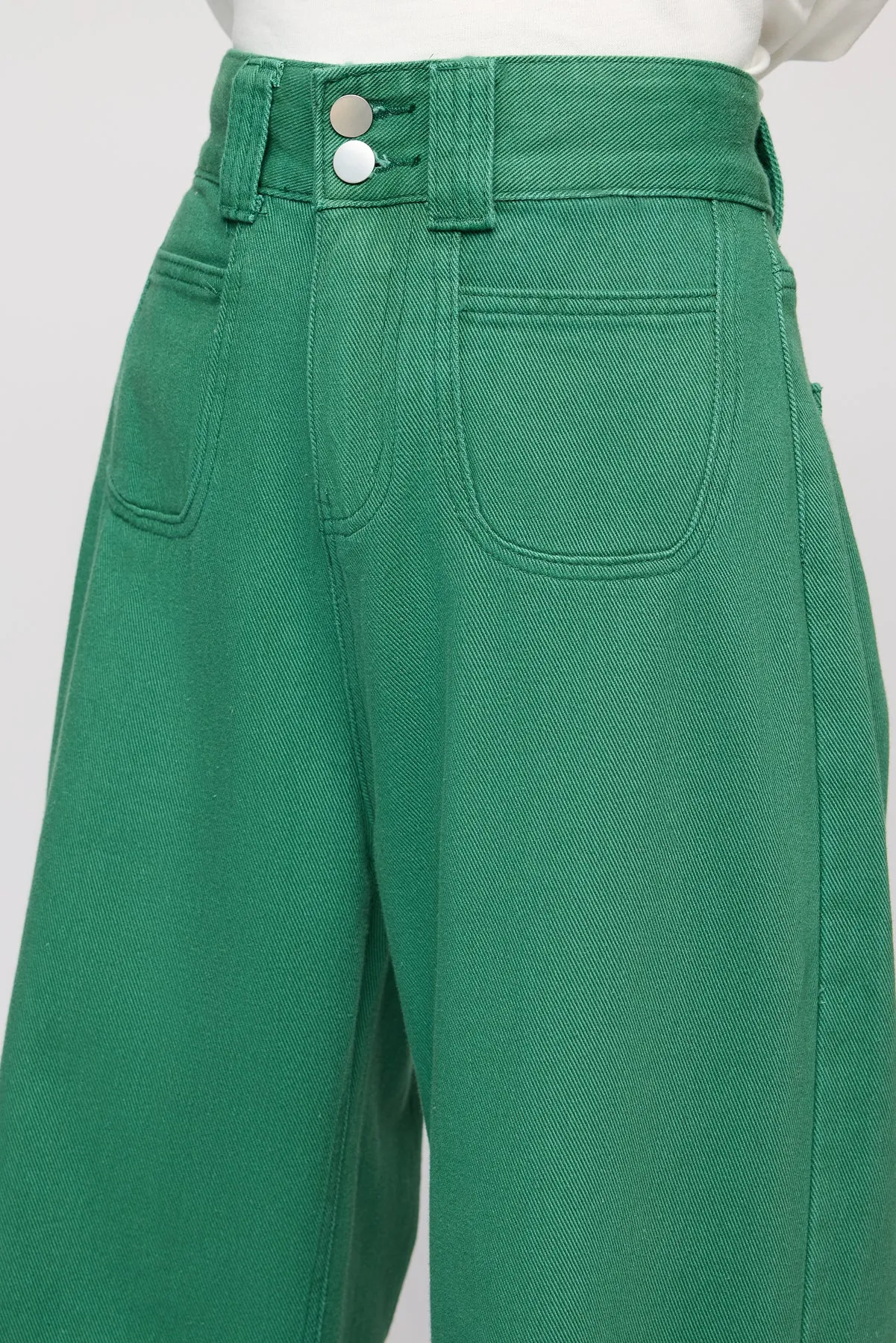 Verdant Green Denim Korean Pants