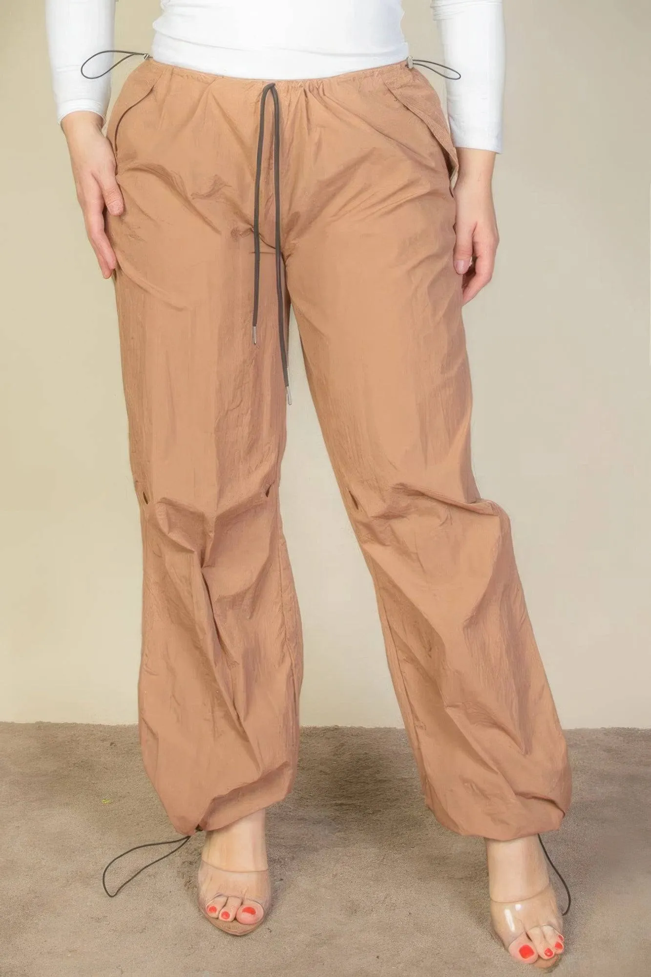 Voluptuous ( ) Plus Size Drawstring Waist Parachute Pants