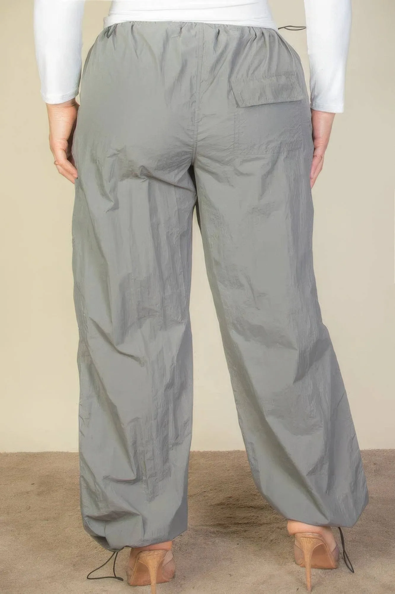 Voluptuous ( ) Plus Size Drawstring Waist Parachute Pants