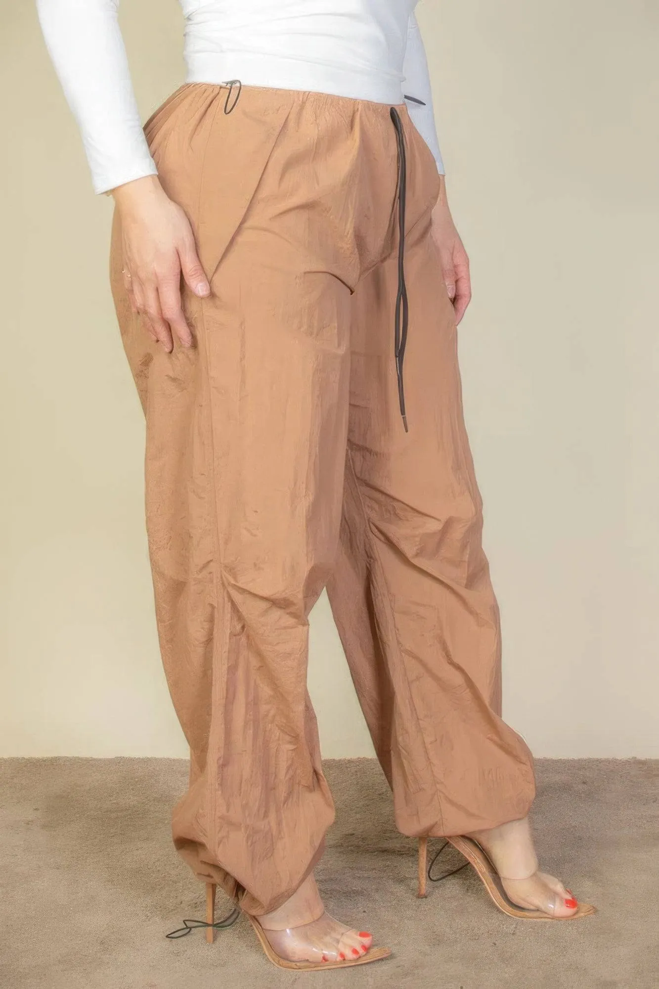 Voluptuous ( ) Plus Size Drawstring Waist Parachute Pants