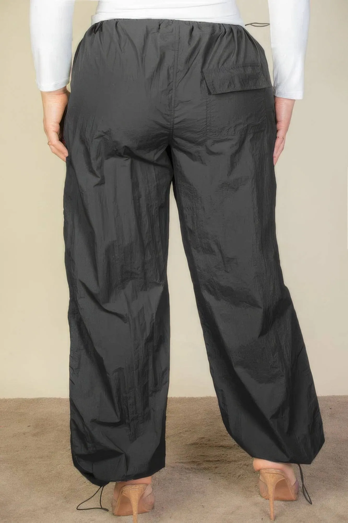 Voluptuous ( ) Plus Size Drawstring Waist Parachute Pants