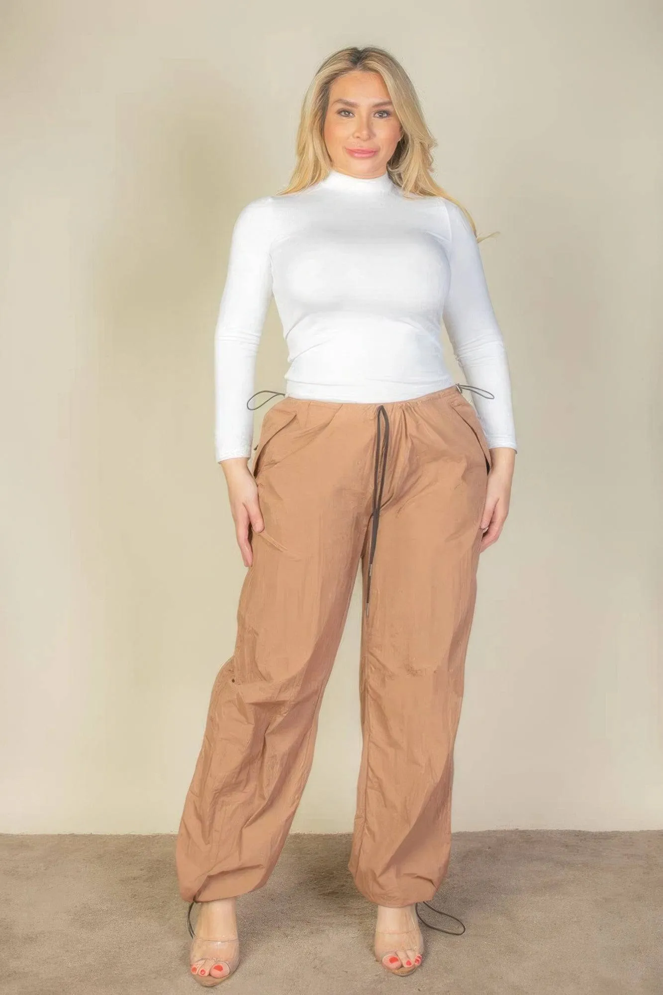 Voluptuous ( ) Plus Size Drawstring Waist Parachute Pants