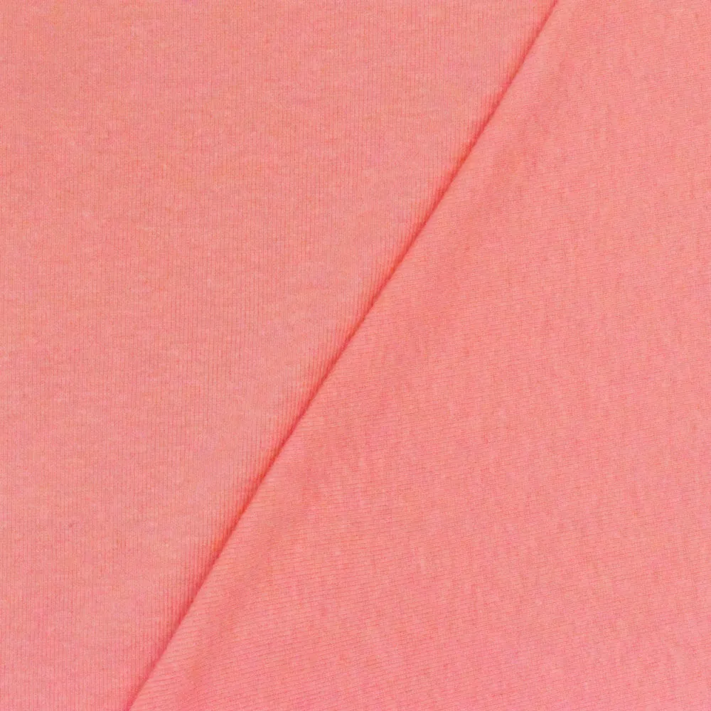 Watermelon Pink Solid Stretch 1x1 Rib Knit Fabric