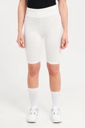 White Biker Short