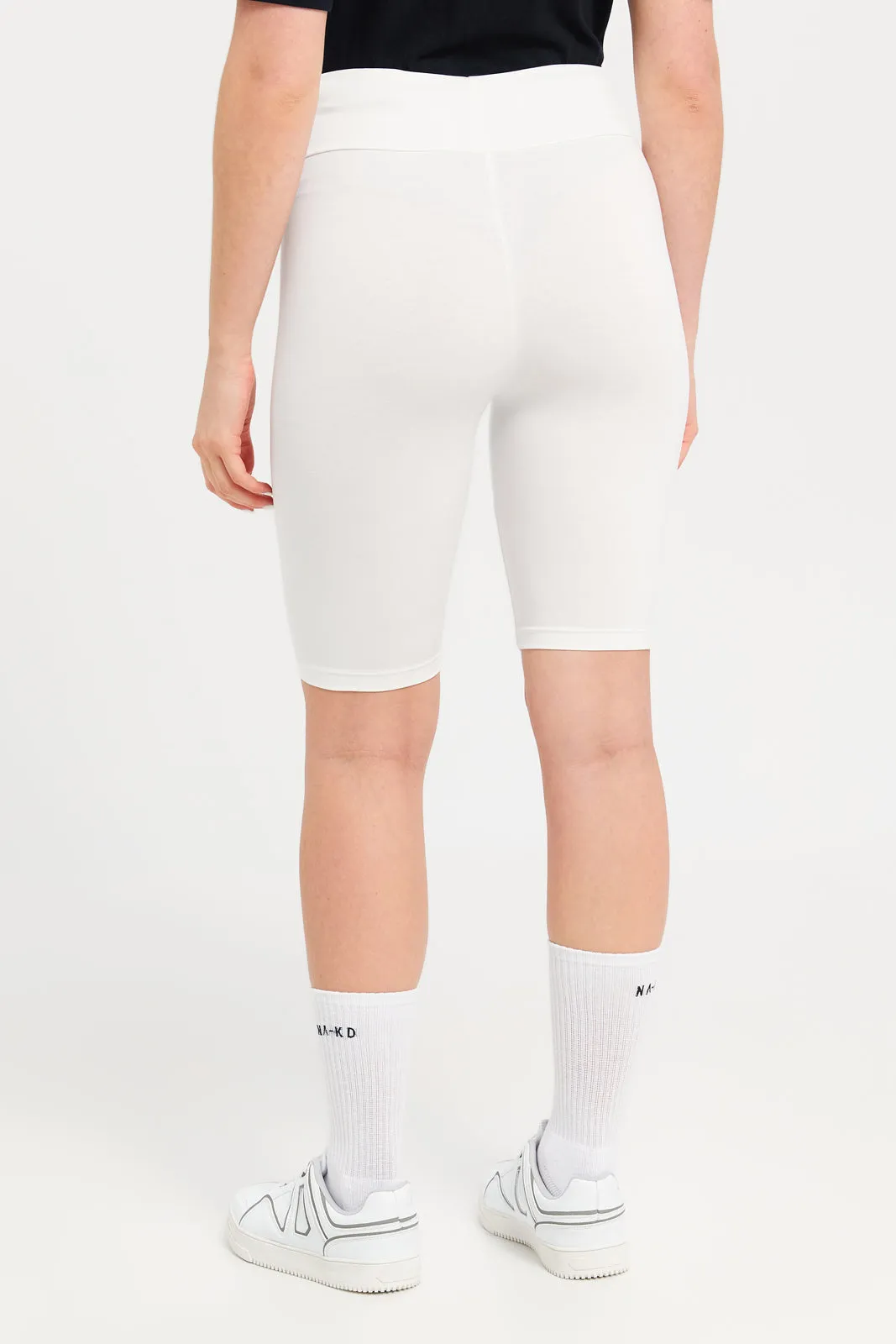 White Biker Short