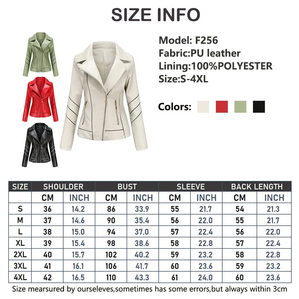 Women fashion Casual Biker Leather Jacket Coat