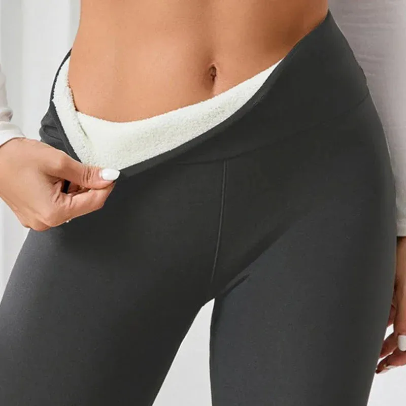 Women Thermal Fleece Lined High Waist Warm Leggings for Comfort