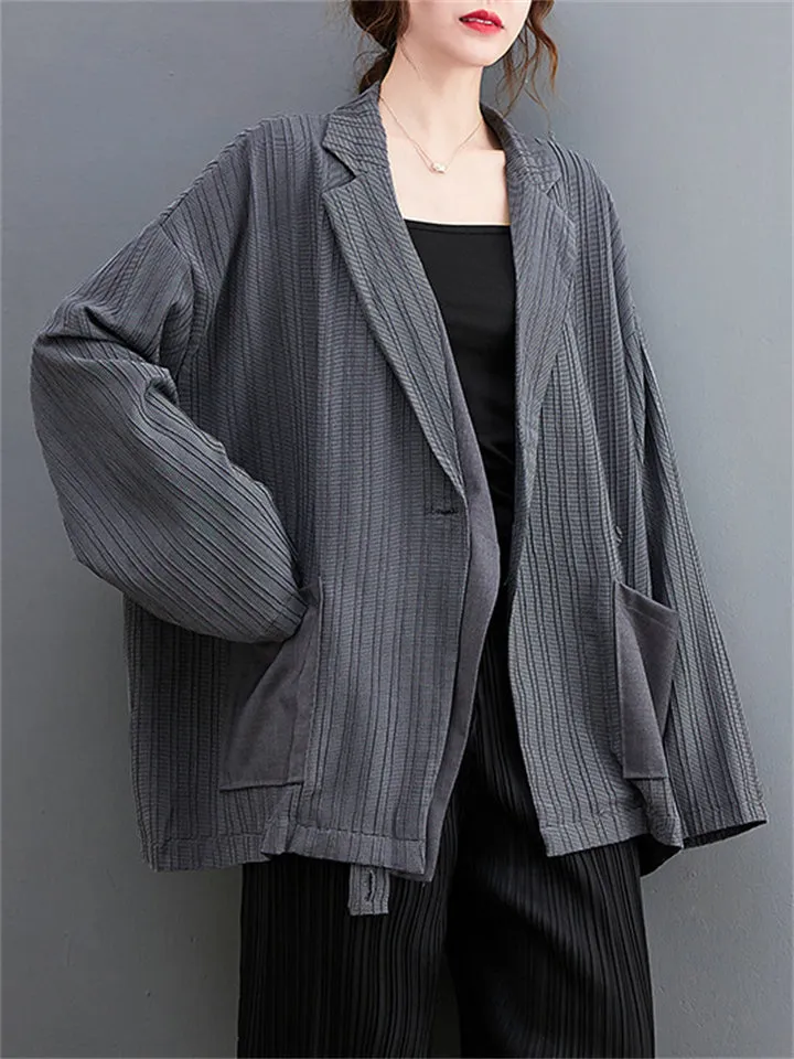 Women's Korean Style Single Breasted Casual Loose Blazer Jackets