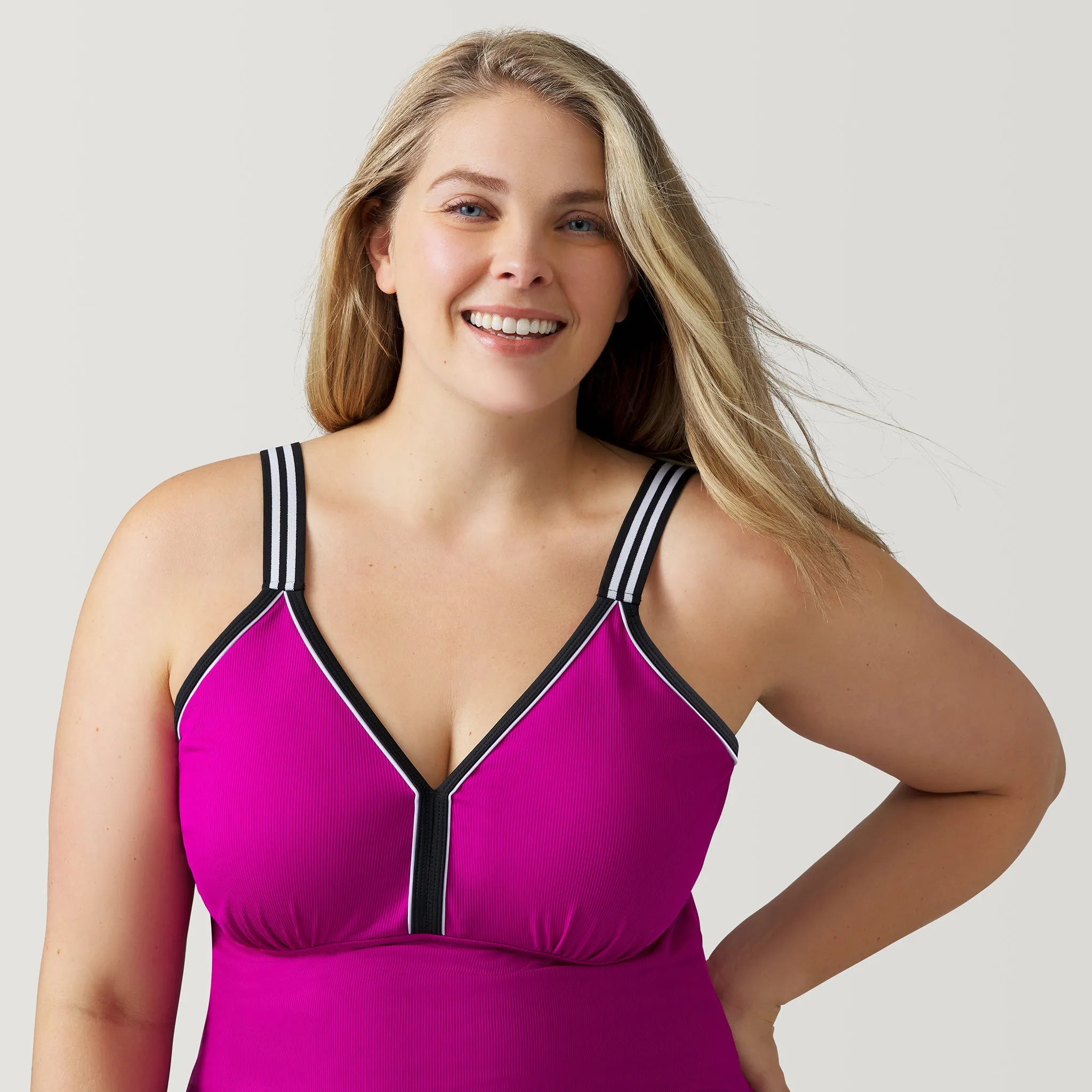 Women's Plus Size Track Stripe Tankini