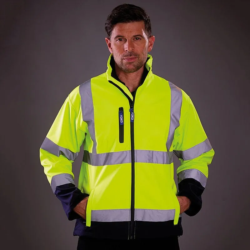 Yoko Hi Vis Softshell Jacket Premium Waterproof Coat